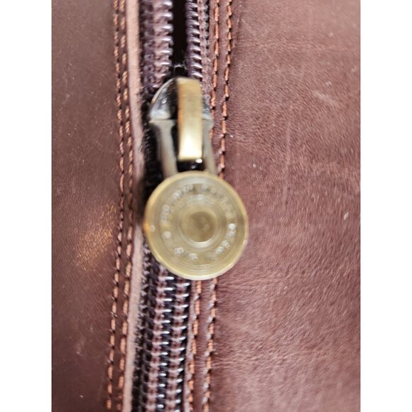 Franco Sarto Chipper Tall Black Brown Leather Riding Boots 7 Embossed Crest - Picture 5 of 7